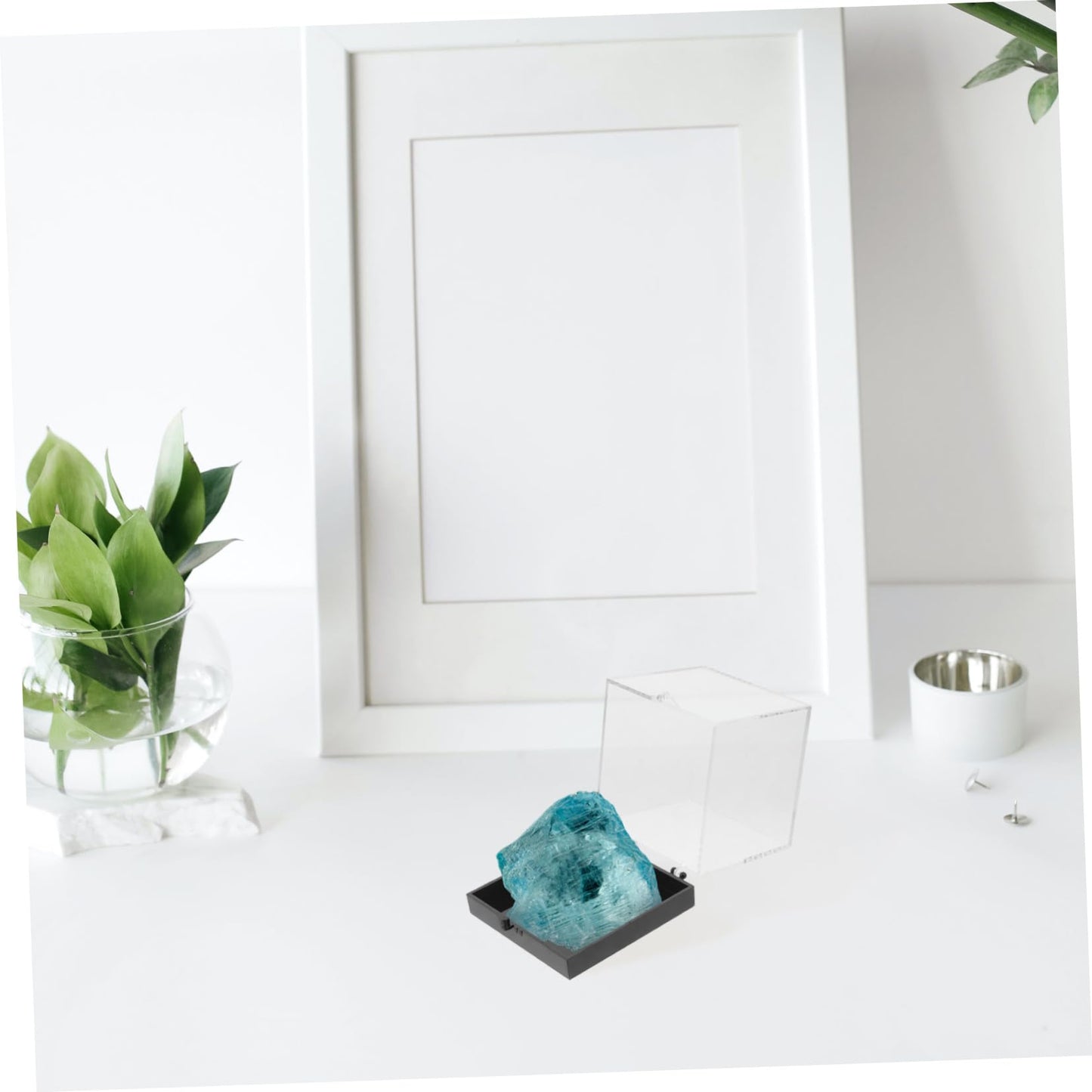 OATIPHO 4pcs Square Mineral Specimen Display Boxes Rock Collection Case Crystal Display for Home Shelf Decoration Black Base