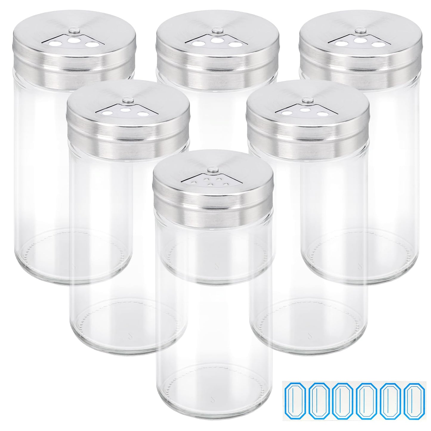 Segarty Spice Jars with Label Set - 6 Pack 4oz Glass Spice Jars with Shaker Lids, 272 Pcs Blank Chalkboard Label Stickers with 1 Marker, Seasoning Organizor Kit