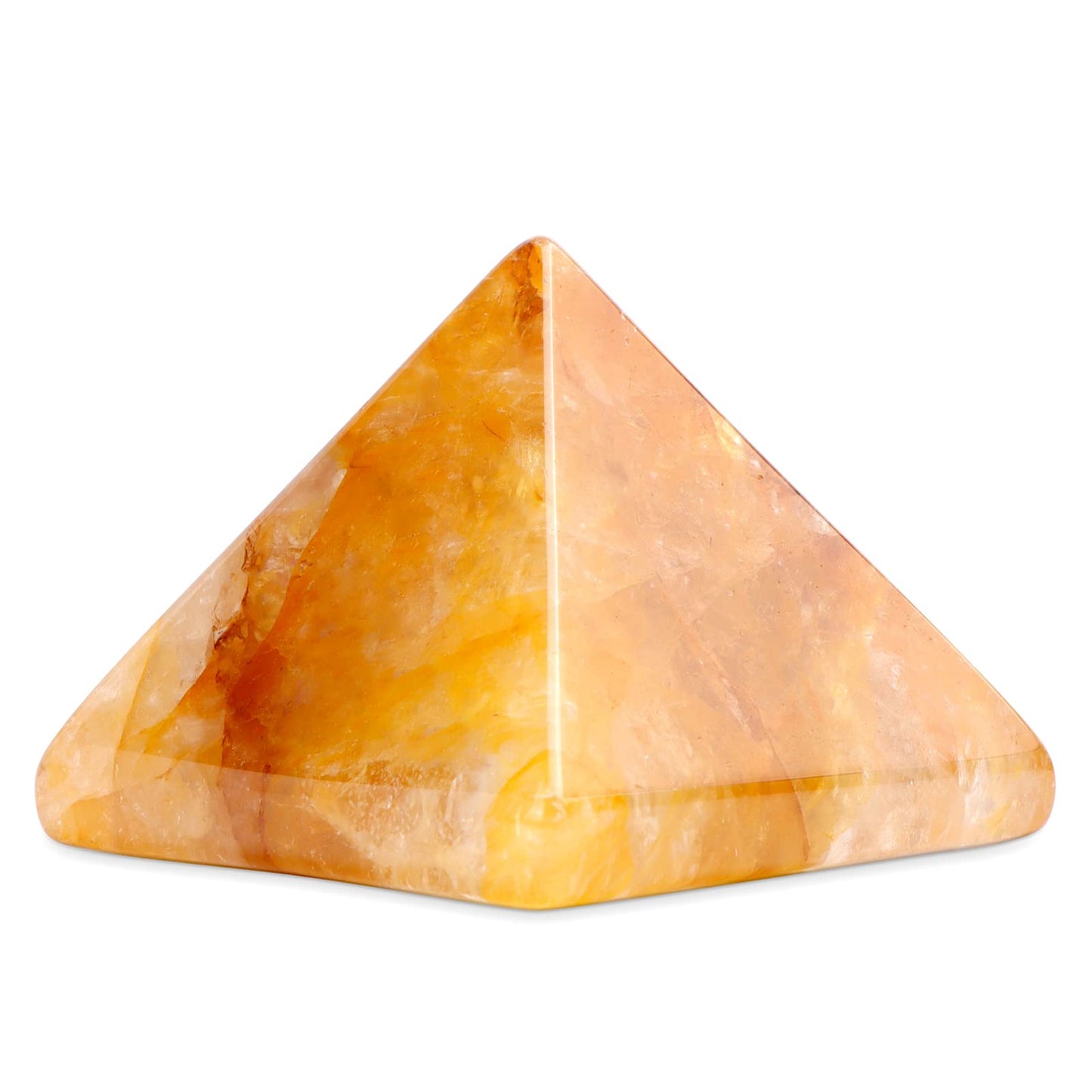 1.6"Citrine Crystal Pyramid Stone Hand Carved Gem Pyramid Healing Statue