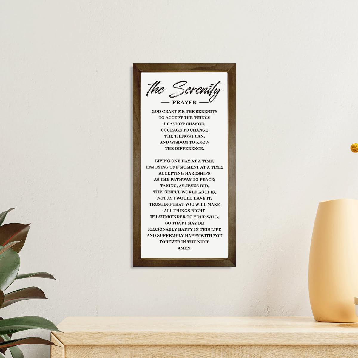 Christian Wall Decoration, Motivational Decor Signs, Farmhouse Wood Framed Sign 15×7.5×0.3 inches, Religious Home Decor, Church Room Wall Art, The Serenity Prayer Sign