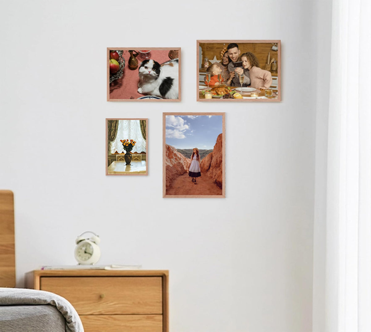 Atryinous 8x10 Picture Frame Set of 6 Solid Oak Wood Photo Frames with Plexiglass Display Picture 5x7 with mat or 8 x 10 without mat Tabletop or Wall Hanging Collage Gallery Wall Decor