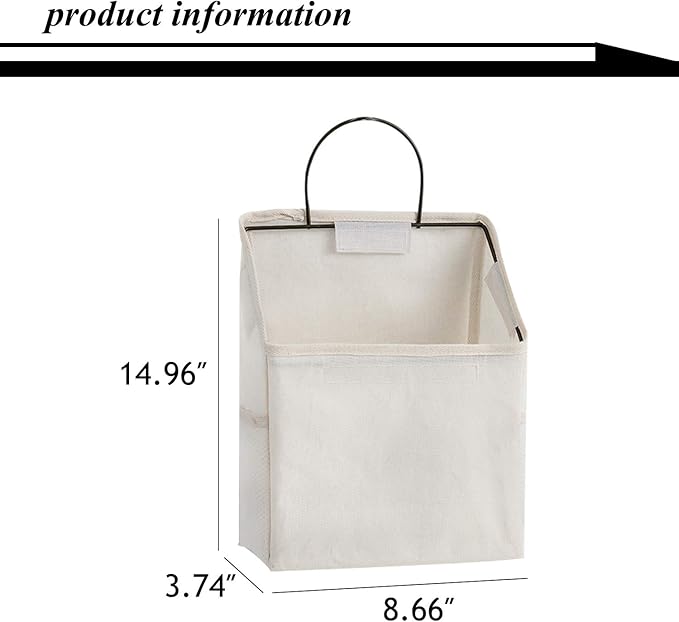 2 Pcs Wall-Hanging Storage Bags, Desktop Organizer Basket Cotton Linen Hanging