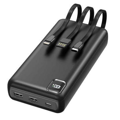 Pomohome 50000mAh Power Bank Portable Charger Fast Charging, Built in 3 Cables External Battery Pack, 22.5W Quick Charge with 5 Output & 3 Input USB C, Travel Camping Essential for iPhone & Andriod