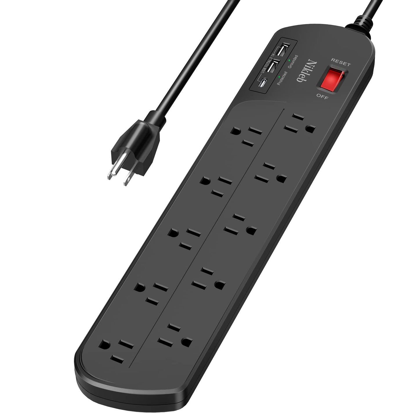 Power Strip 23 in 1, 20 Outlets Surge Protector Wall Mount with 2 USB+1 USB C Ports, Multi Plug Extension Cord 6ft Heavy Duty, Accessories for Gaming, Studio, Home, Office, Desk Organizers