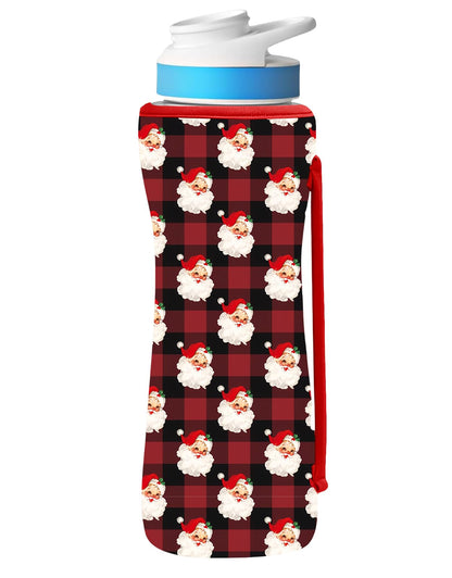 SLEILIN 22oz Christmas Sleeve Compatible With Cirkul Water Bottle for Plastic And Stainless Steel Bottles 22oz Neoprene Sweat-Wicking Material Insulated Cover Designed With Handles (Santa Claus)