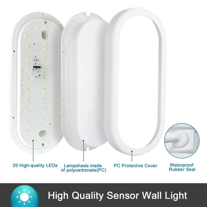 Letlit LED Ceiling Light with Motion and Twilight Sensor, 18W LED Bulkhead Light Outside, IP54 Bathroom Wall Light, 1800LM 4000K Porch Light Radar Sensor for Indoor,Outdoor,Hallway,Cellar,Garden