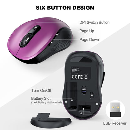 WisFox 2.4G Wireless Mouse for Laptop, Ergonomic Computer Mouse with USB Receiver and 3 Adjustable Levels, 6 Button Wireless Mice for Windows Mac PC Notebook (Grey)