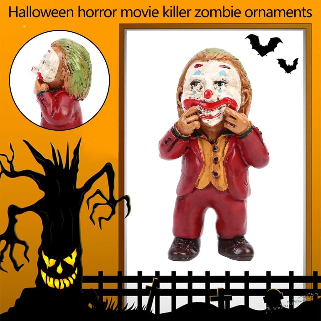 Horror Movie Garden Statue, 10pcs Horror Movie Garden Gnomes Killer Set, Nightmare on Elm Street Murderers Michael Myers Freddy Jason Halloween Zombie Gnome Resin Figurines for Halloween Decor
