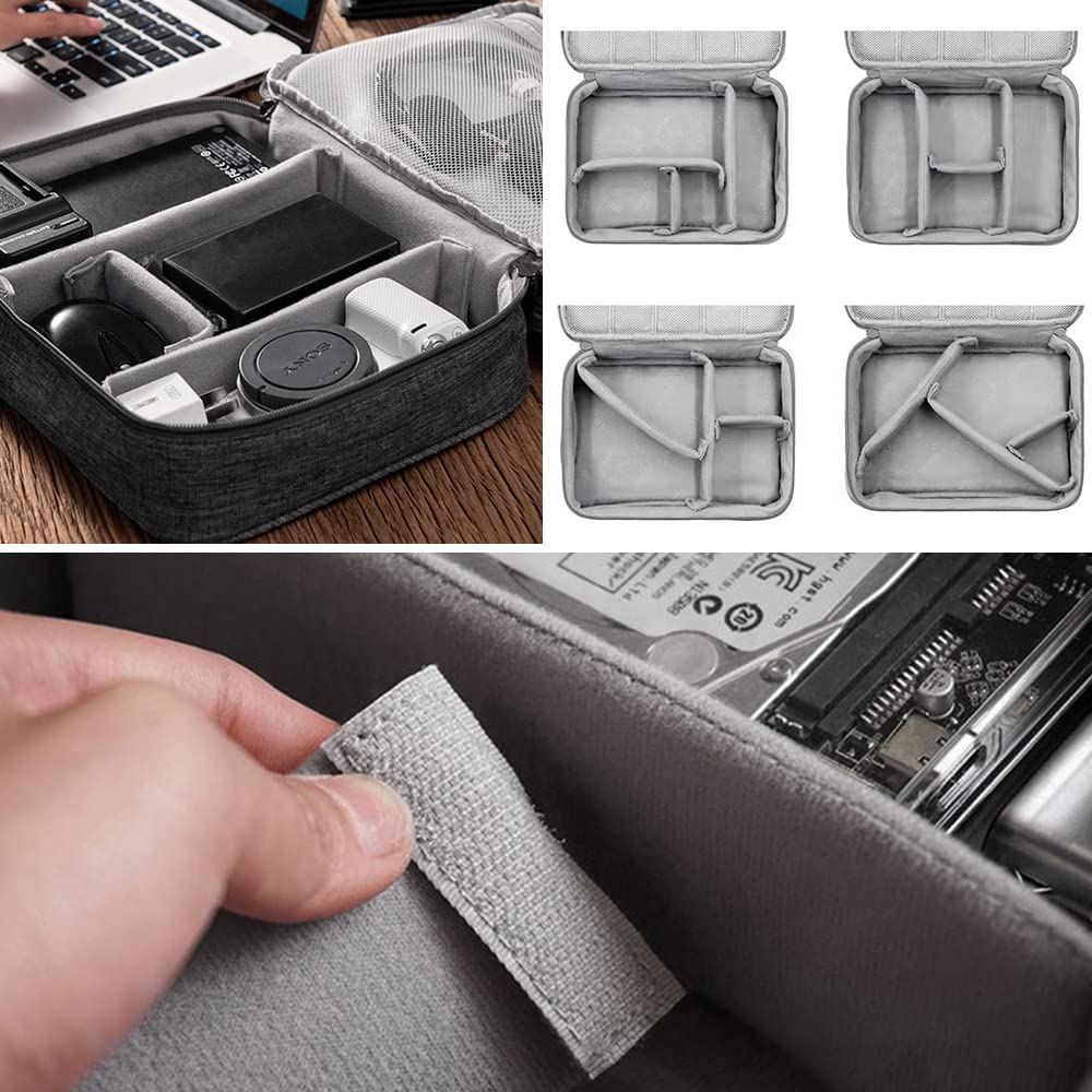 HCFGS Travel Cable Organiser Bag,Accessories Organizer Bag Extra Large 3-Layers Universal Carry Travel Gadget Bag for Power Bank, Data cable (Black)