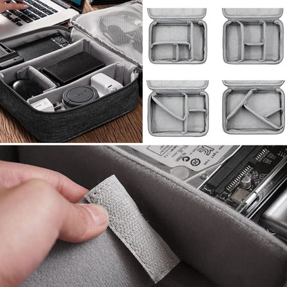 HCFGS Travel Cable Organiser Bag,Accessories Organizer Bag Extra Large 3-Layers Universal Carry Travel Gadget Bag for Power Bank, Data cable (Black)