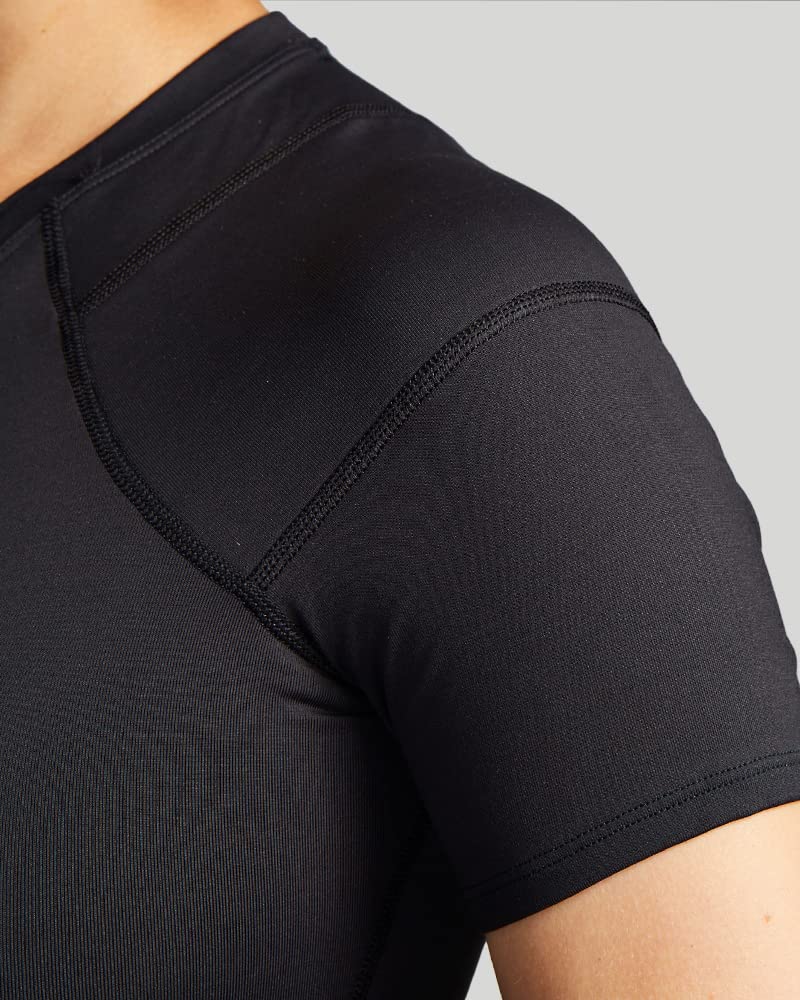 Tommie Copper Shoulder Support Shirt for Women, Posture Corrector Compression Shirt with UPF 50 Sun Protection, Women's Compression Shirt, Shoulder Compression, Shoulder Support for Women, Black S