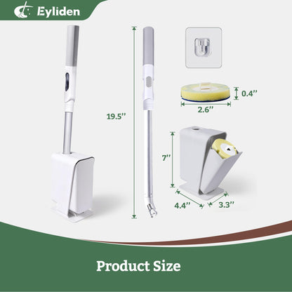 Eyliden Toilet Brush Set with 40 Refills, Disposable Toilet Cleaning Wand Kit with Pre-Soaked Sponge Heads, Hands-Free Toilet Bowl Cleaner Scrubber and Holder, White