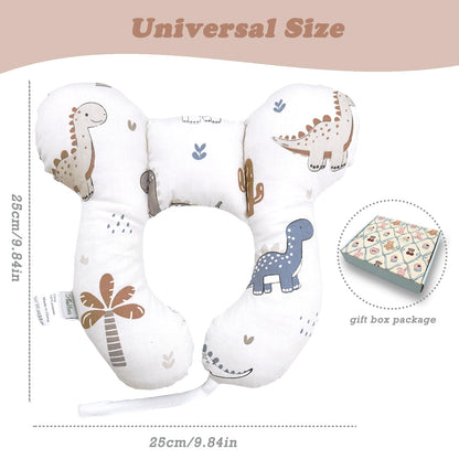 StoHua Toddler Travel Comfort Pillow for Car Seat & Stroller, Baby Reversible U-Shaped Seat Accessory, Cartoon Dinosaur