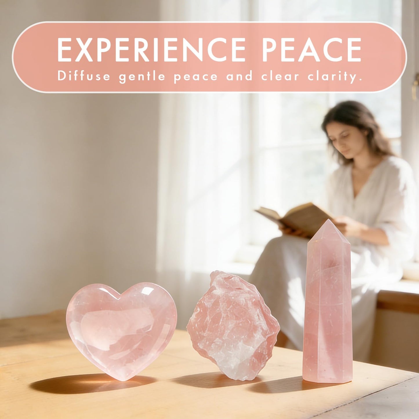 BELESTAR Premium Rose Quartz Crystal Set for Love, Healing & Harmony - Large Raw Stones Energy Alignment Kit with Wooden Gift Box & Guidebook