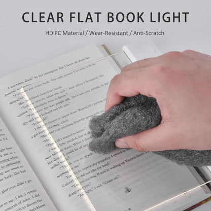 Strackvial Book Light, 3 Color Adjustable LED Flat Reading Light, Rechargeable Clear Panel Plate Lamp with Timer & Memory Function, Bedside Lamp Book Lovers Gifts for Boys and Girls Women Man (Black)