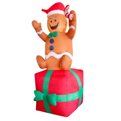 EEkiiqi 2 Packs 6FT Inflatable Christmas Santa Claus on Gift Box and Gingerbread Man Blow Up Decor for Christmas Outdoor/Doorway/Lawn Decor/Yard Party Decoration