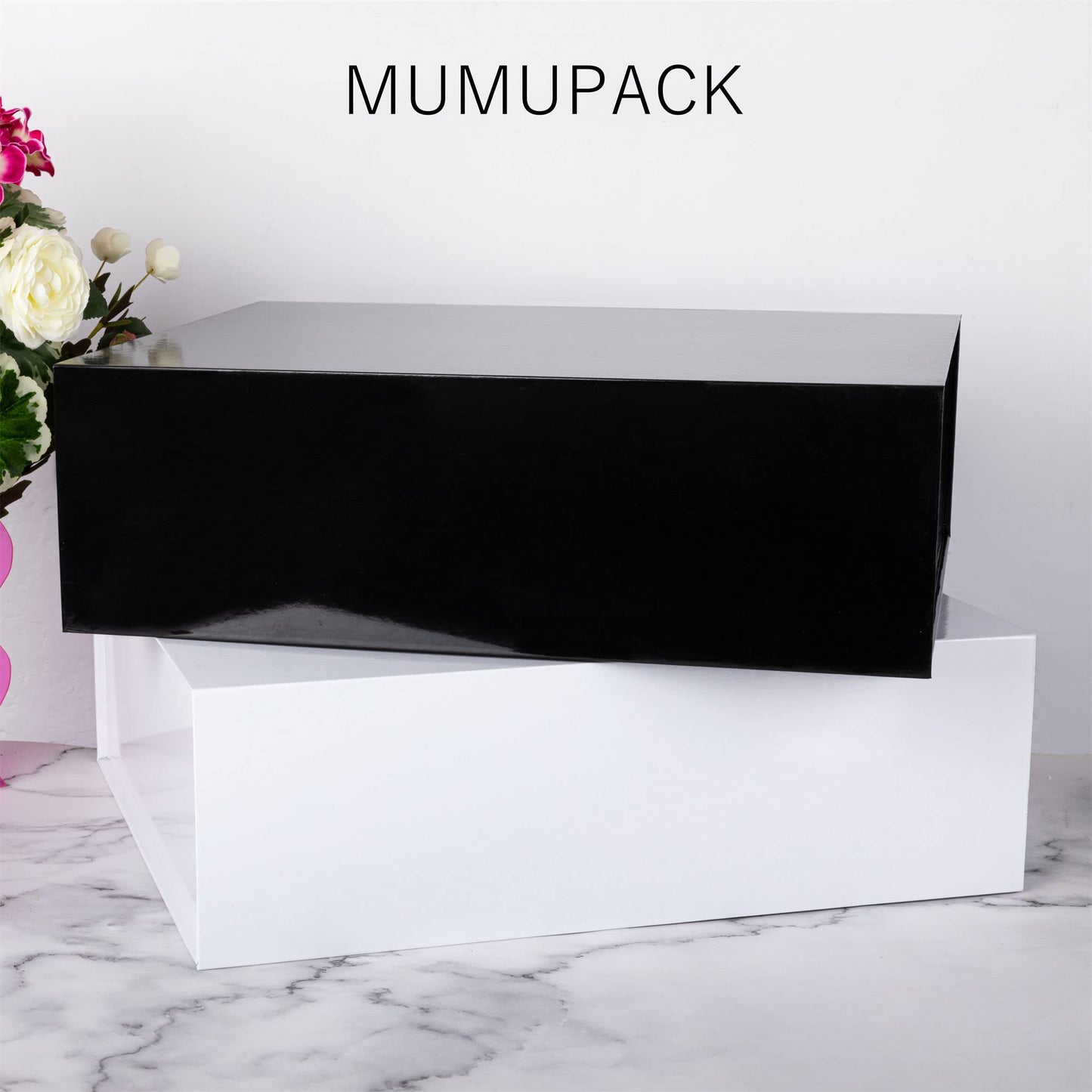 MUMUPACK Black Gift Box 16x13x5.3 Inches,Groomsmen Gift Box With Magnetic Lid,Large Gift Boxes For Easter, Mother's Day, Weddings, Graduations, Birthdays, Bridesmaids Gifts And More