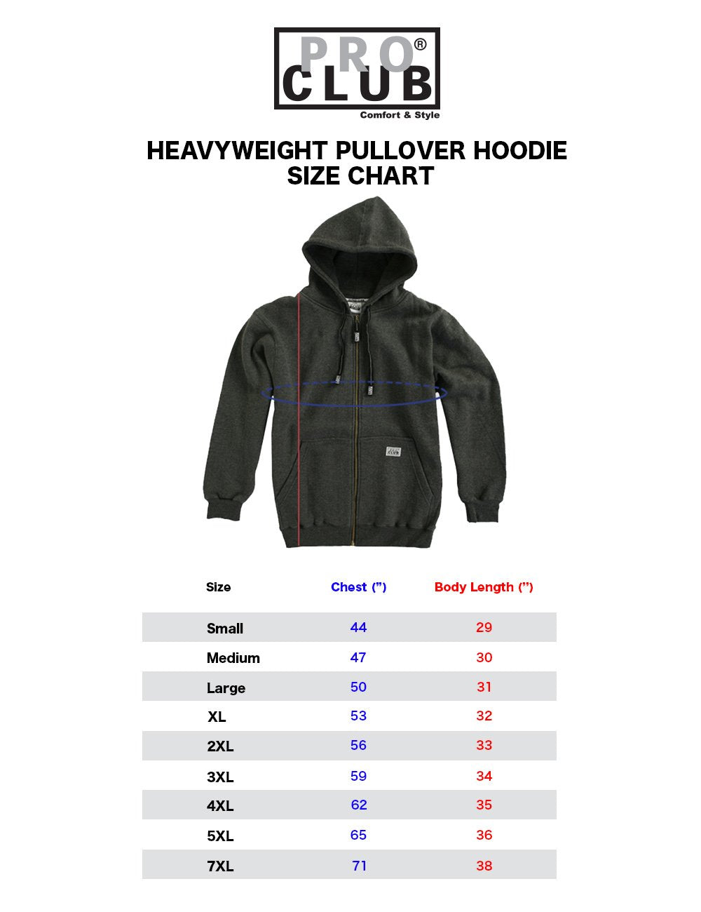 Pro Club Men's Heavyweight Full Zip Fleece Hoodie, Black, Large
