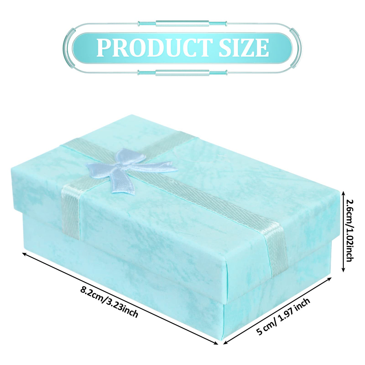 Batiyeer Jewelry Gift Boxes Set Empty Small Gift Cardboard Boxes for Jewelry Packaging with Ribbon Bowknot for Anniversaries Weddings Birthday, 8 Colors (72 Pcs)