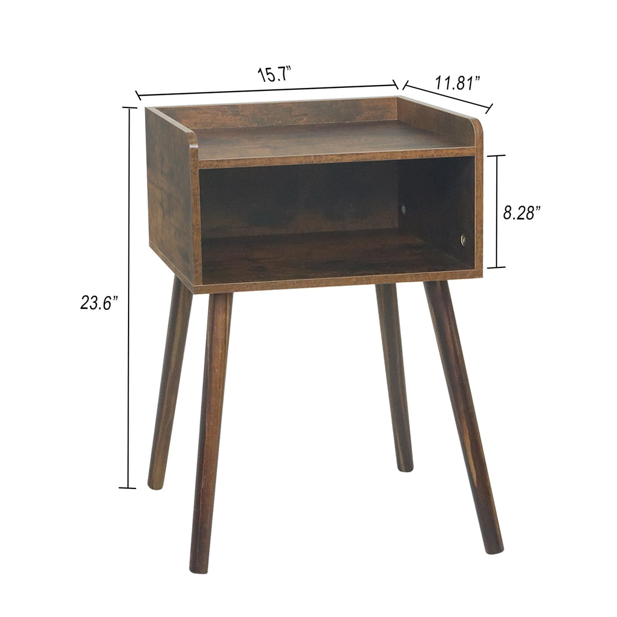 MaxSmeo Nightstand, Mid Century Modern Side Table Bedroom with Storage, Small End Bedside Table with Solid Wood Legs for Living Room, Office Small Spaces (Rustic Brown)