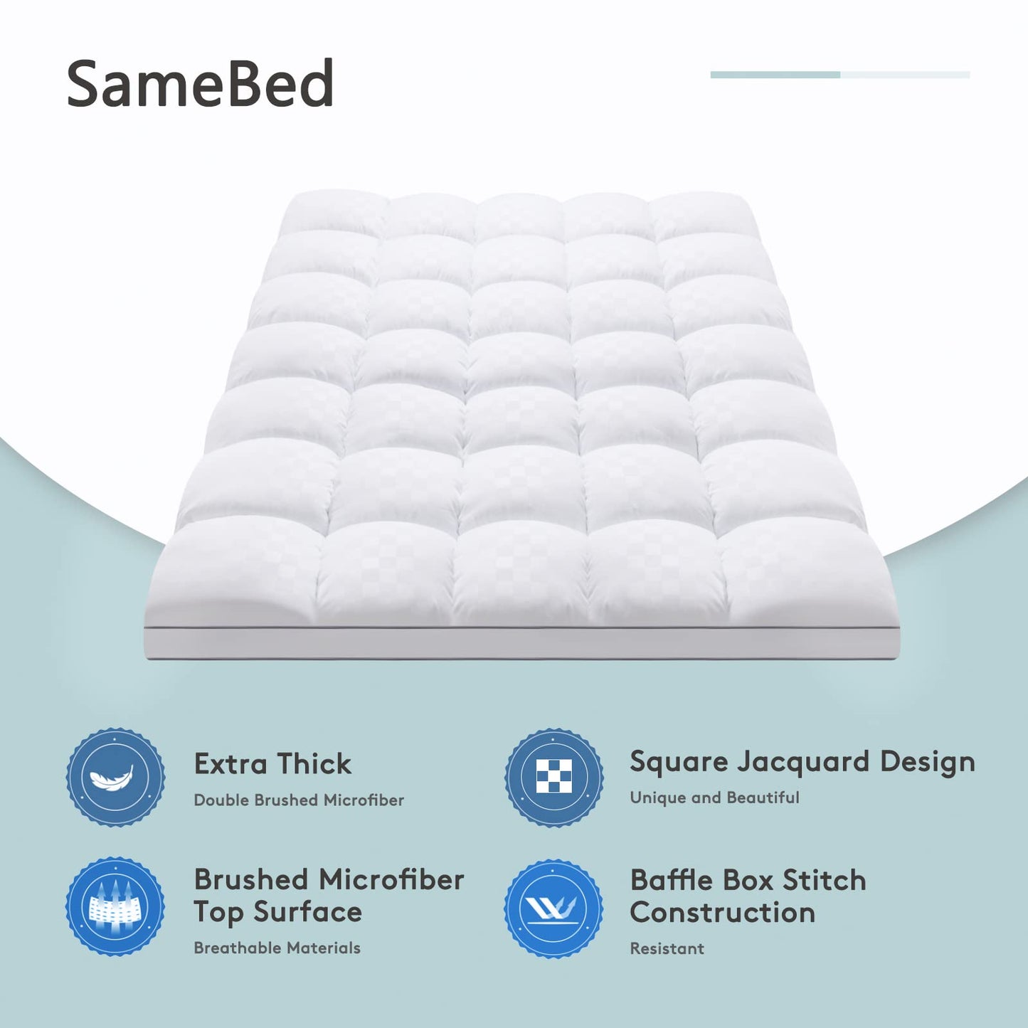 SameBed Mattress Topper King,Extra Thick Mattress Pad Cover for Back Pain,Cooling Mattress Protector with 8-21 Inch Deep Pocket,Overfilled Down Alternative Filling