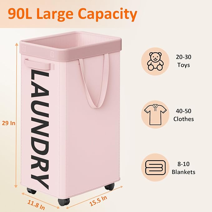 2 Pack Rolling Laundry Basket