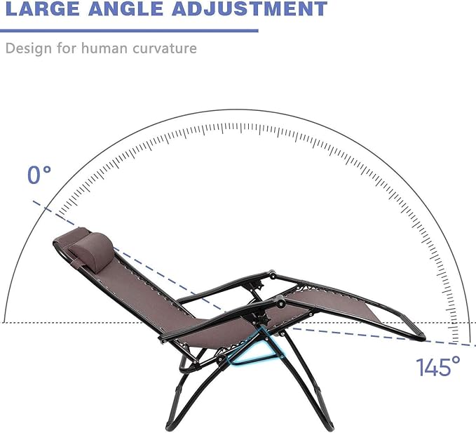 Homall Zero Gravity Patio Folding Lawn Chairs Outdoor Gravity Camp Reclining Lounge Chair with Pillows for Poolside Backyard and Beach Set of 2 (Brown)