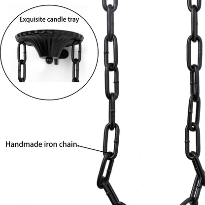 Candle Sconce(Set of 2)-Medieval Metal Wall Decorations-Gothic Retro Chain Wall Candle Sconces-Black Wall Sconces