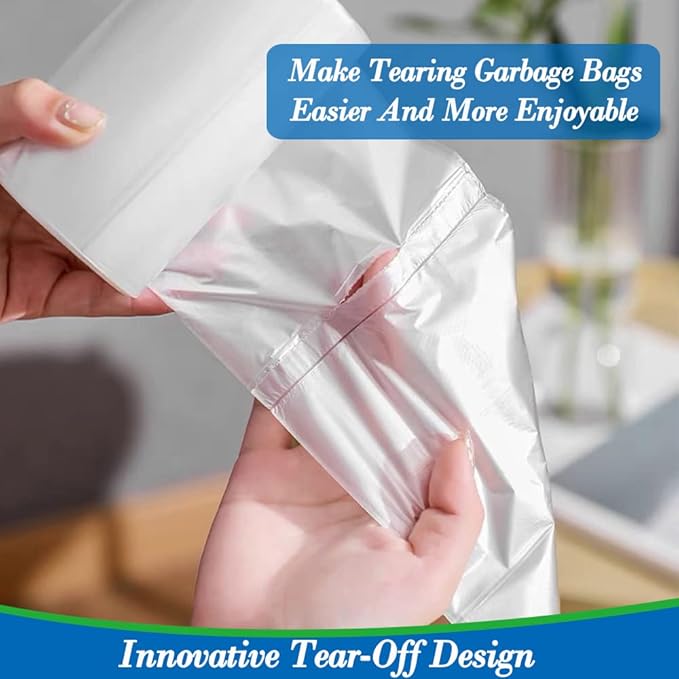 9 Gallon 60pcs Clear Trash Bags Strong Clear Garbage Bags, Bathroom Trash Can