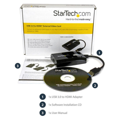 StarTech.com USB 3.0 to HDMI Adapter - DisplayLink Certified - 1080p (1920x1200) - USB Type-A to HDMI Display Adapter Converter for Monitor - External Video & Graphics Card - Windows/Mac (USB32HDPRO)