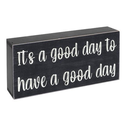 Esur Home Office Cubicle Desk Decor, Motivational Farmhouse Shelf Decorations Wooden Sign, Cute Desk Accessories for Women - It's A Good Day To Have A Good Day