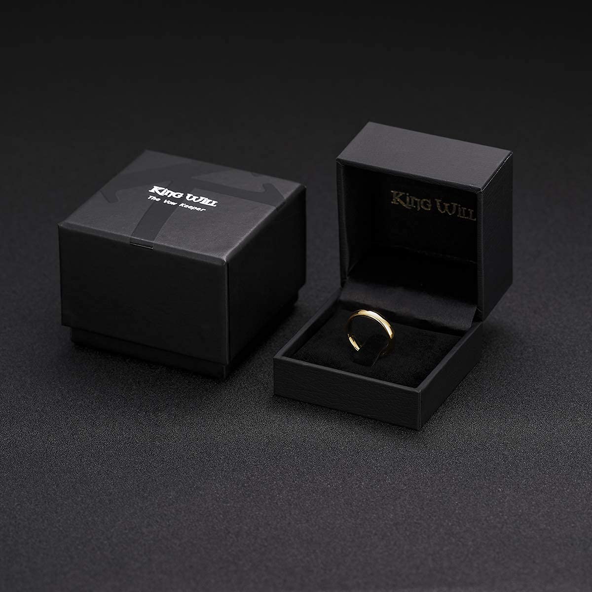 King Will GLORY 4mm 24k Gold Plated High Polished Comfort Fit Domed Tungsten Ring Wedding Band S (9.5)