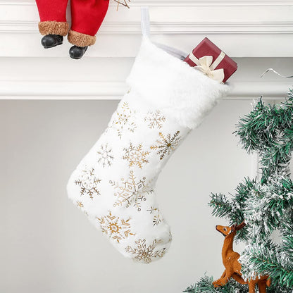 AyximGs Christmas Stockings Large 18 inches 4 Pcs - Plush Faux Fur Xmas Stocking with Golden Snowflake, for Family Holiday Xmas Personalized Party Decorations
