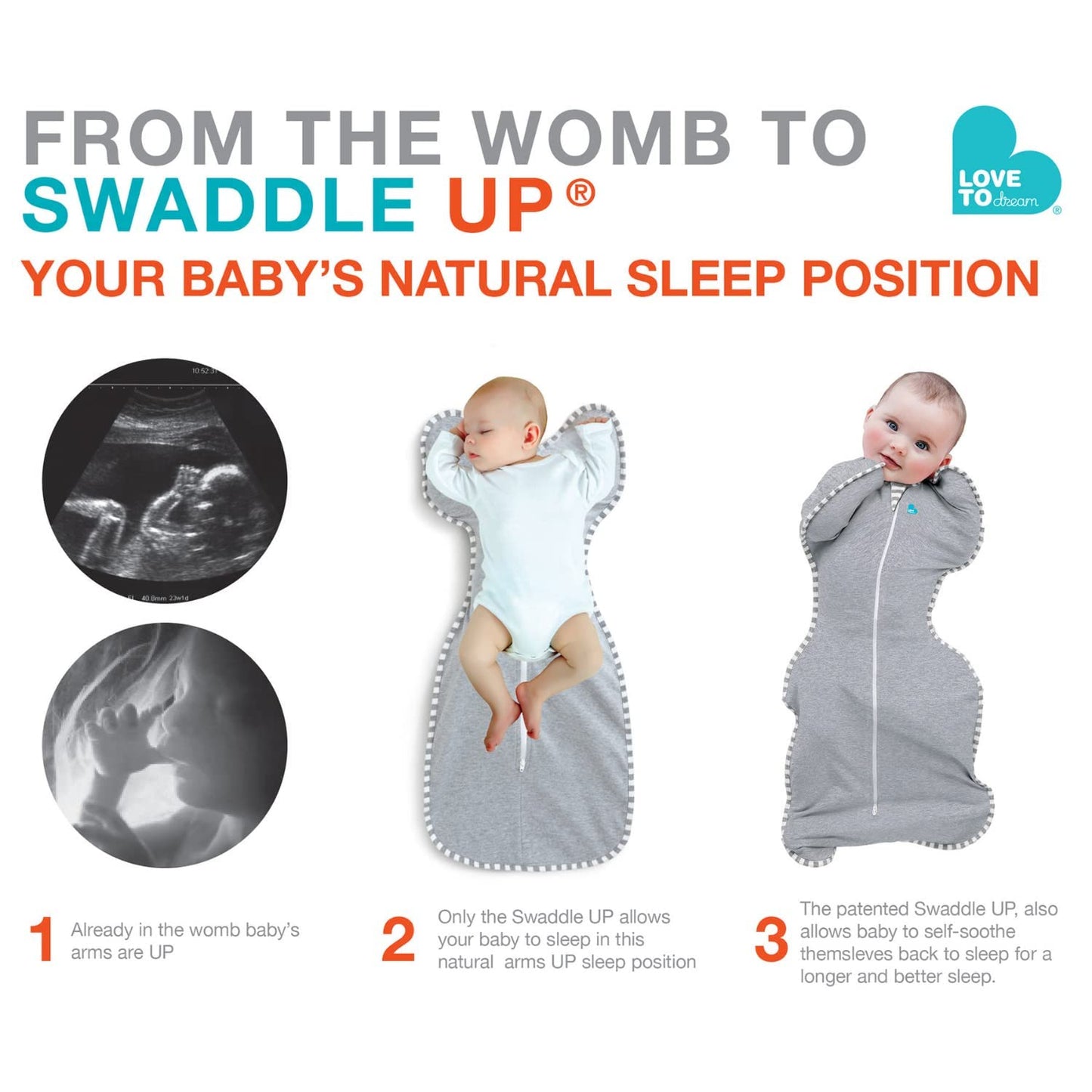 Love To Dream Swaddle Up, Small 3.5-6 kg, White Dreamer, Snug Fit Supports Good Sleep, 2.5 Tog Suitable for Cooler (16-20°C) Temperature, Machine Washable & Double Zip for Easy Nappy Change