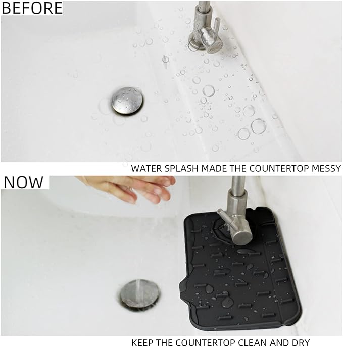 2-Pack Bytelive Silicone Sink Mat, Mini Sink Splash Guard and Soap Sponge Holder