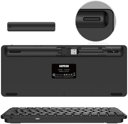 Arteck 2.4G Wireless Keyboard Ultra Slim and Compact Wireless Keyboard with Media Hotkeys for Computer/Desktop/PC/Laptop/Surface/Smart TV and Windows 10/8/ 7 Built-in Rechargeable Battery