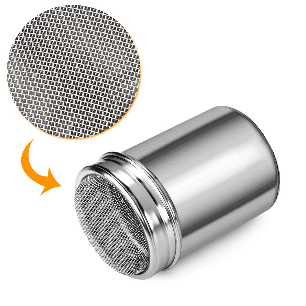 Accmor 7oz Powdered Sugar Shaker Duster Set, Flour Sifter Cinnamon Shaker Stainless Steel Fine Mesh Dredges Shakers for Cinnamon Flour Salt Pepper Baking