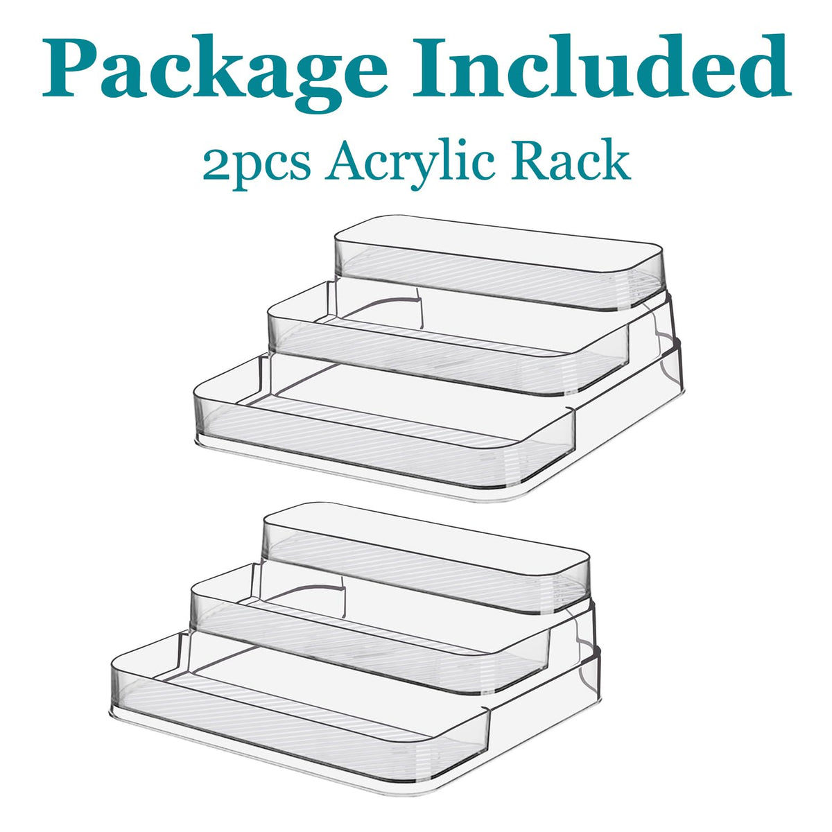 Zilphoba 2pcs Acrylic Rack, No Assembly Clear 3 Tier Condiment Bottle Shelf Vanity Organizer for Cabinet Kitchen Bathroom