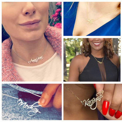 UMAGICBOX Olivia Name Necklace Personalized 18K Gold Plated Stainless Steel, Custom Minimalist Initial Nameplate Pendant for Anniversary Friendship Birthday for Women Girls Teen Kids