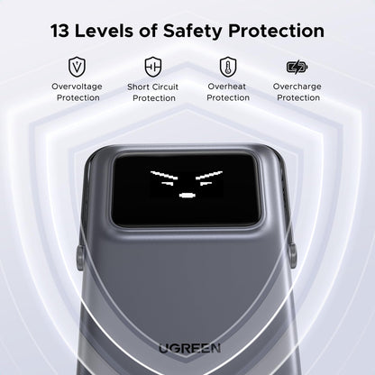 UGREEN Uno Magnetic Power Bank, Wireless Portable Charger, 20W Fast Charging Battery Pack with Foldable Stand and TFT Display 5000mAh for iPhone 17/17 Air/17 Pro/17 Pro Max/16/15/14/13 Series, Black