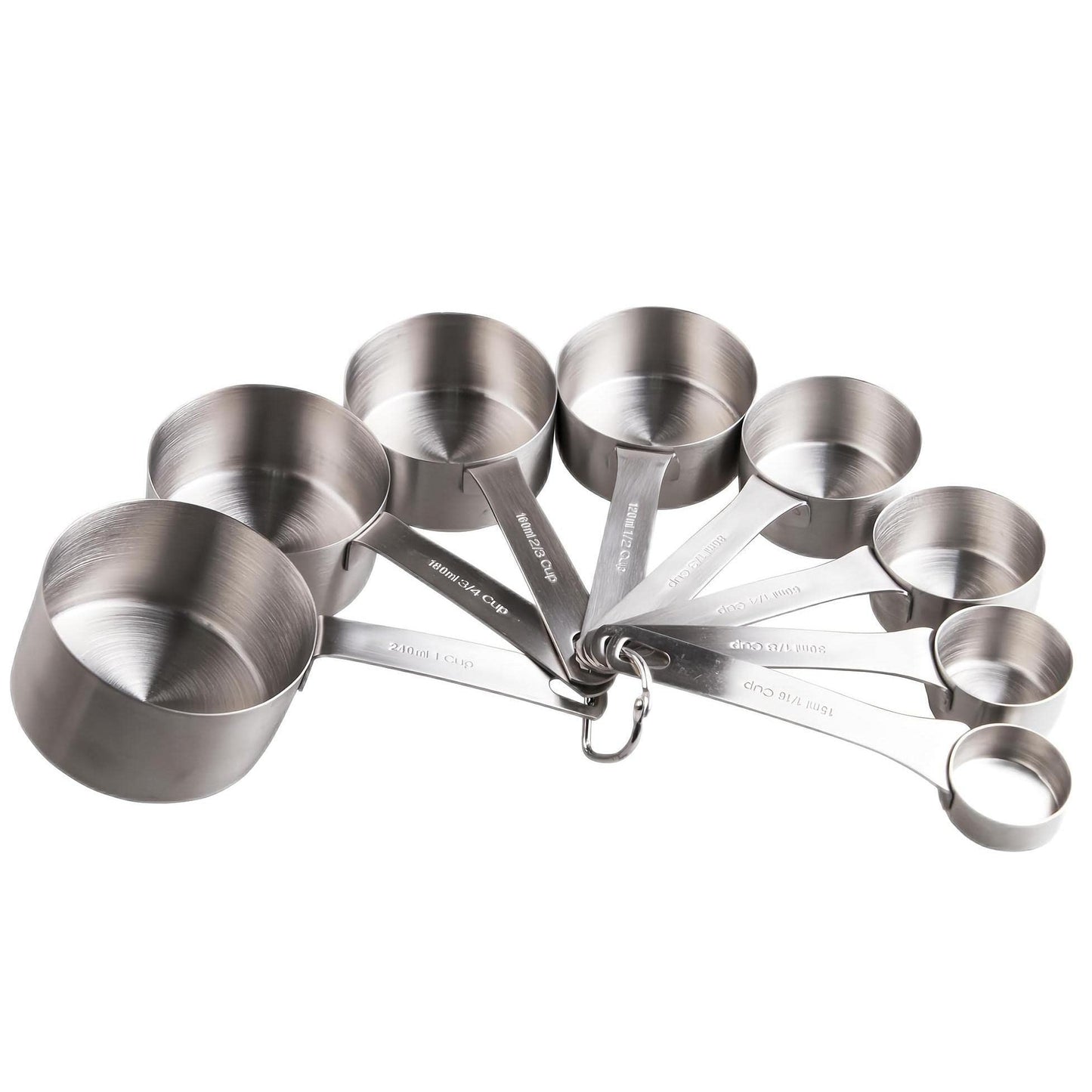 Smithcraft Measuring Cup Set of 8, 18/8 Stainless Steel Measuring Cups for Kitchen & Baking, Heavy Duty Metric & US Measure Cups Set with 2/3 Cup & 3/4 Cup Meaure Cups