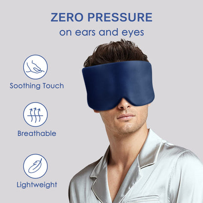 OLESILK Sleep Mask, 100% Natural Mulberry Silk Eye Mask for Women and Men with Adjustable Strap, Large in Size, Blindfold for All Night Sleep, Navy