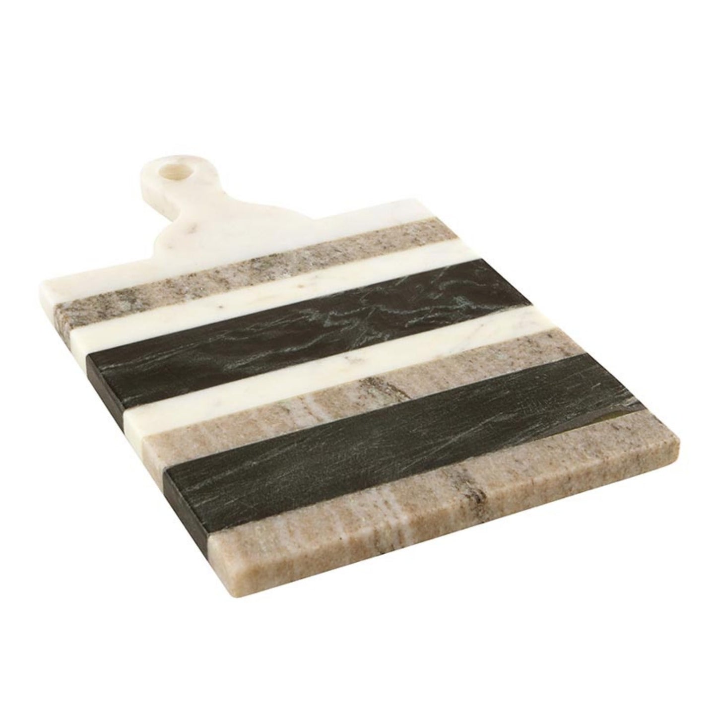Santa Barbara Design Studio Charcuterie Boards Marble Serving Board Tray for Cheese, Meat, and Fruit, 10.75" x 7", Black/White/Tan Stripes