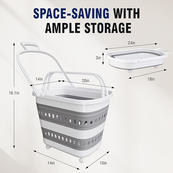 TECHMILLY Collapsible Plastic Laundry Basket Hamper