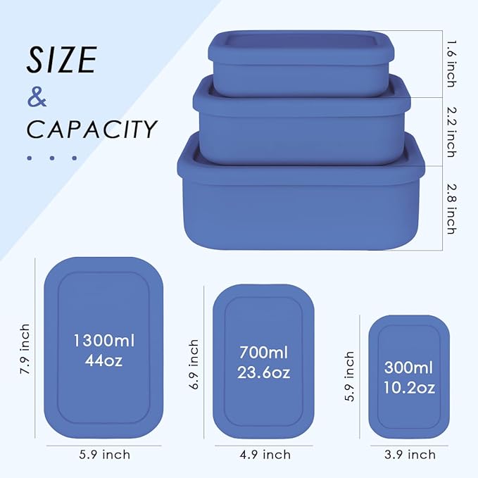 Silicone Food Storage Containers, Hard-Shell Silicone, Dishwasher and Freezer