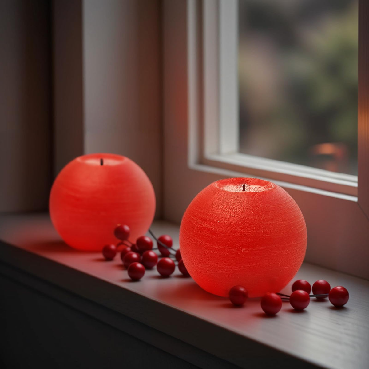 FUWDEO Flameless Candles with Remote & Timer,4" H LED Battery Operated Round Candle 2 Pack,Real Wax Christmas Candle Lights Flickering for Christmas Gift Wedding Home Decor (Red)