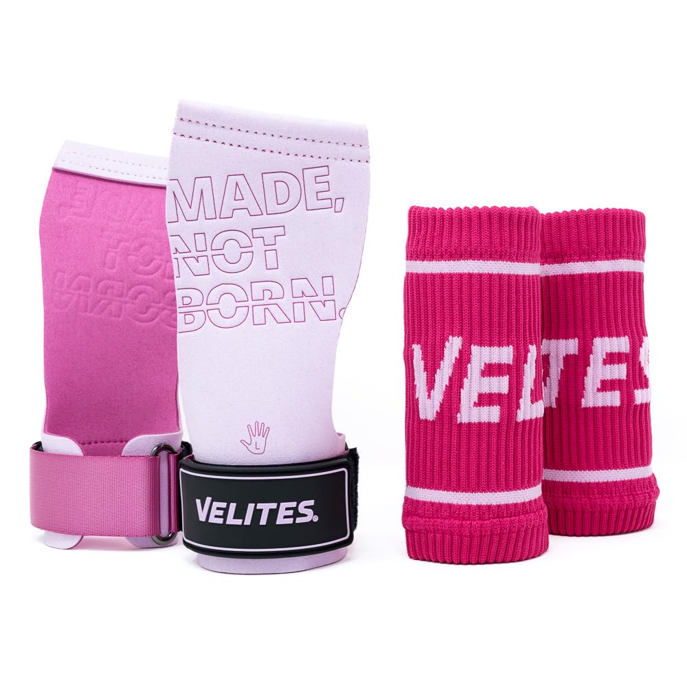 Velites I Grips Quad Pro I Professional Grips for Cross Training or Gymnastics I Suitable for Any Surface I Use with Magnesium I Include Fabric Wristbands to Gift Match.