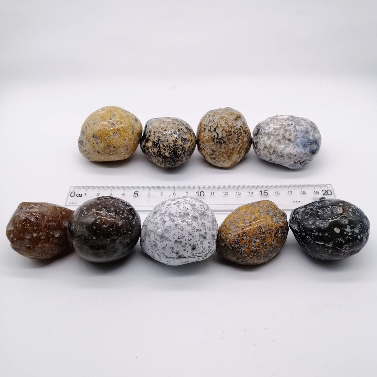 XMHOME Brazilian Agate Rough Rock 9Pcs Small Health Stress Exercise Massage Balls Healing Crystal Stone for Tumbling Specimen Collection Ornaments 2-3Lbs