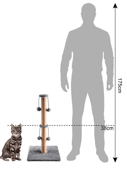 Trintion Cat Scratching Post 74cm Foldable Bottom Tall Cat Claw Scratcher with 4 Toy Ball Natural Sisal Scratch Pole and Soft Carpet Covered Heavy Base Modern Stable Design (Gray 74cm 4Ball)