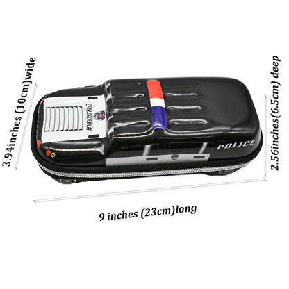 Lopenle Cool SUV Police Car Pencil Case Large Capacity Pencil Box Novelty Pencil bag Storage box Black Waterproof Made of EVA Material…